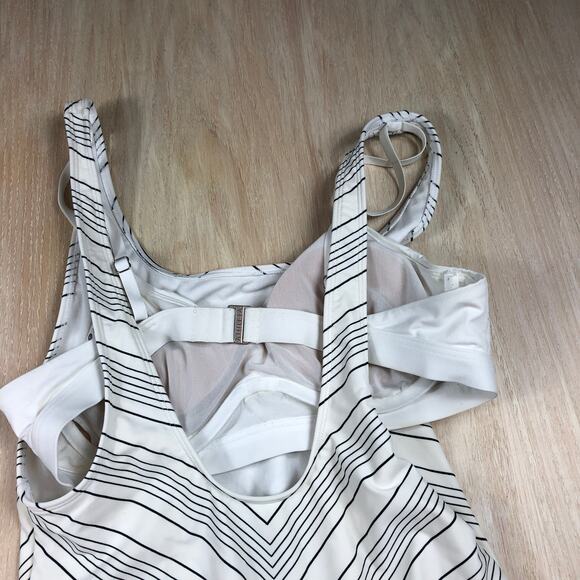 Athleta White Chevron High Leg One Piece Swimwear Summer Beach Swimsuit 36B/C - Picture 8 of 13